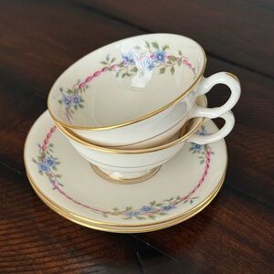 Lenox Floral Teacup & Saucer, set of 2